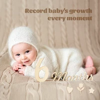 0-12 Baby Milestone Cards Wooden Photography Milestones Memorial Monthly Commemorativenir Photo Accessories For Newborn Baby 4