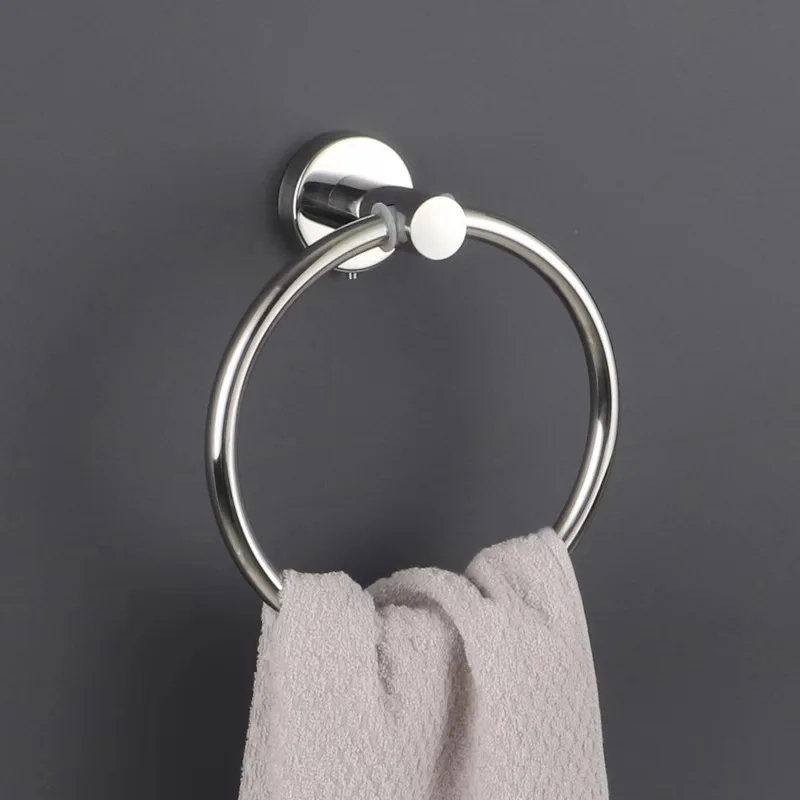 Bathroom Towel Ring Bathroom Towel Holder 304 Stainless Steel Matte Black Wall Towel Rack Heavy Suitable For Bathroom