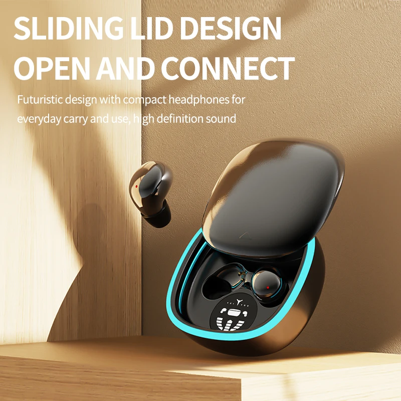 Wireless Noise-Cancelling Bluetooth Earbuds with LED Display - Ultra-Thin Mini Design & Extended Battery Life