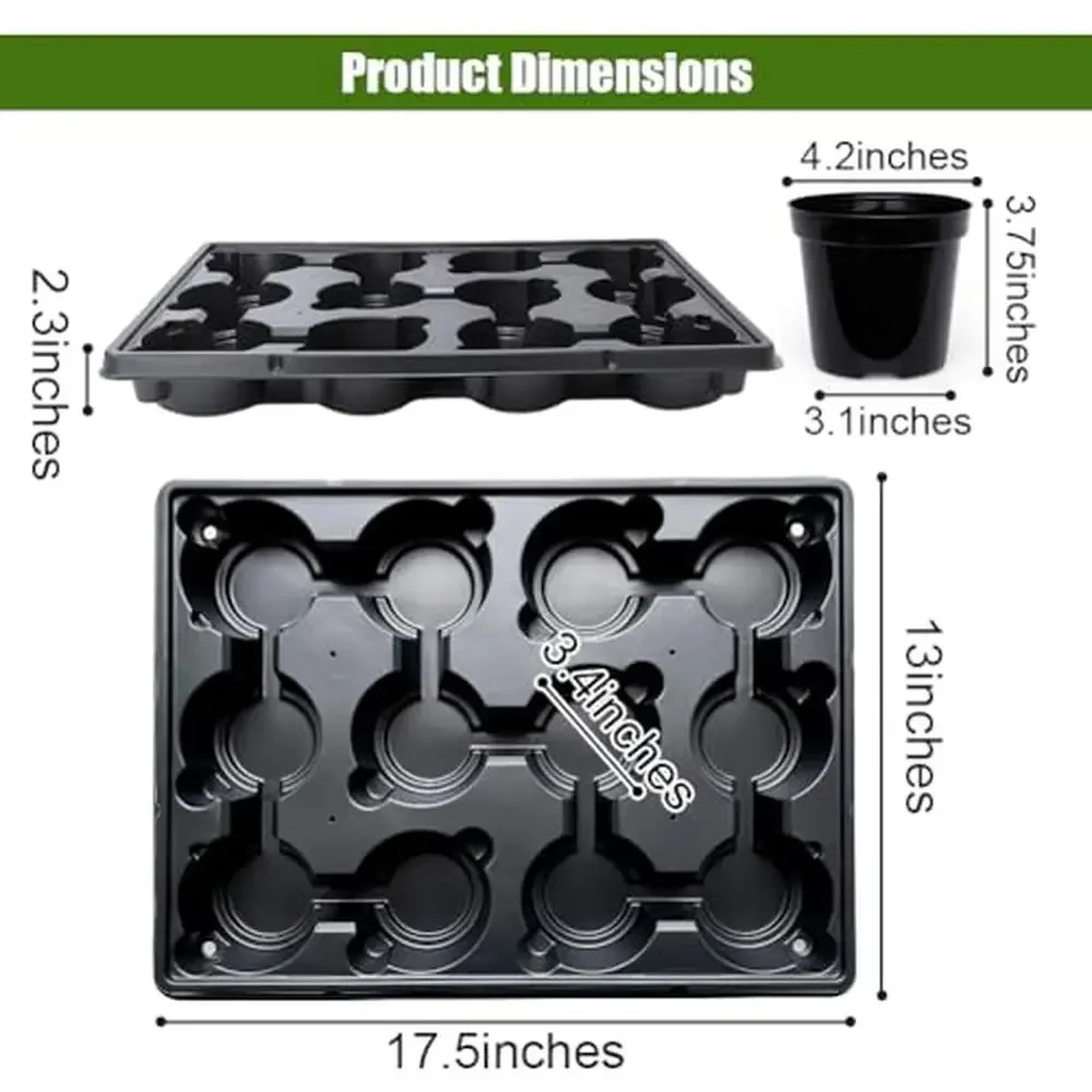 4" Plastic Plant Pots 60 Pcs 12 Cell Nursery Trays Sturdy Seeds Starting Shuttle BPA Free Material Wide Use Nursery Pots Unique