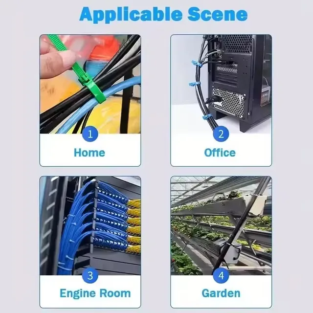 100 Reusable Cable Ties, Cable Lock Loop Nylon Ties Removable, Recyclable, Mixed Colours, Black, White 4