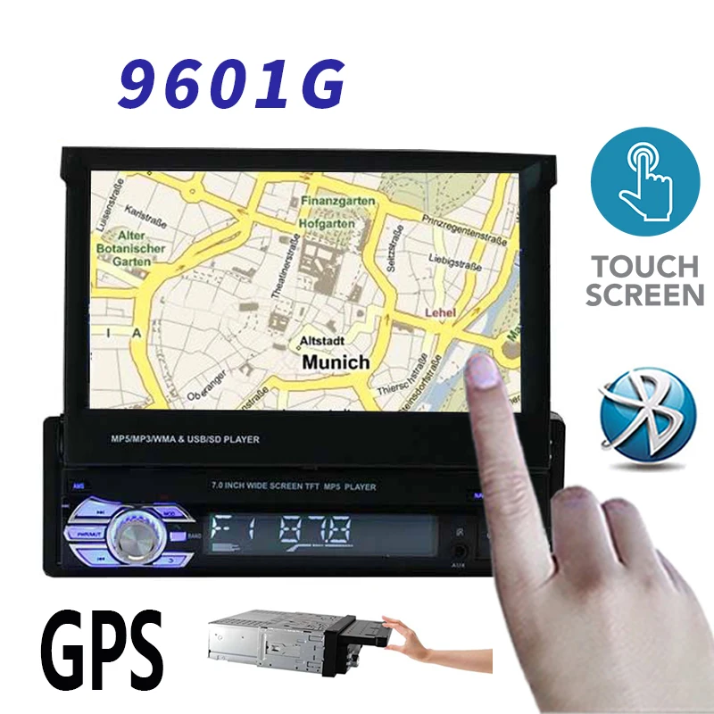 Retractable 1 Din Radio Car Stereo Audio 7 inch MP5 MP4 Player Aux/USB/TF/FM/touch screen/bluetooth 3 languages menu Mirror Link pioneer radio Car Radios