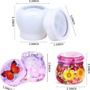 Jar Storage Bottle Silicone Resin Mold with Lid Candle Holder Box Mould Epoxy Casting Resin Mold Epoxy Resin Molds Pudding 2