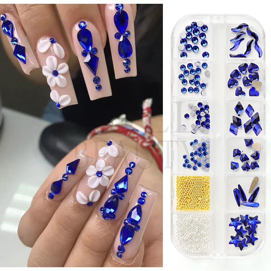 20 top Royal Blue Acrylic Nails with Gems ideas in 2024