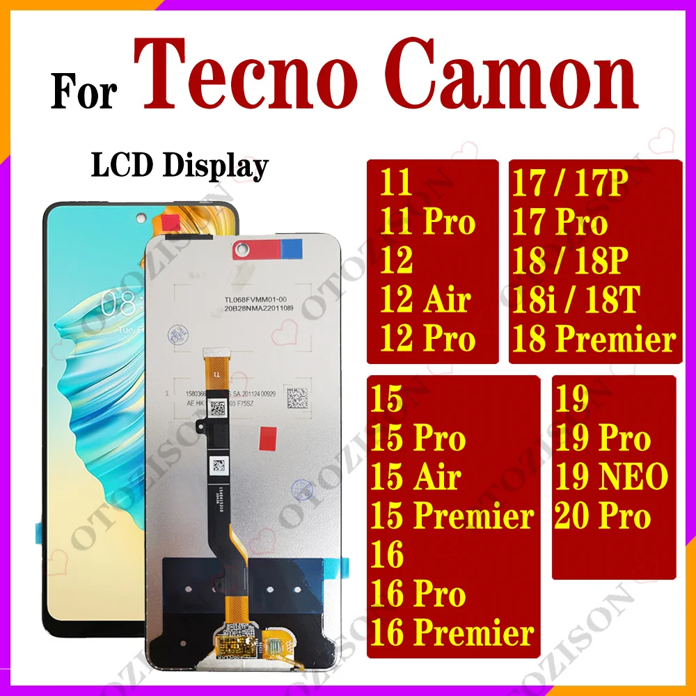 ForTecnoCamon111215AirLCDDisplay16Pro1718P18i18T18Premier19NEO20ScreenTouchDigitizerCI7CI8CD6CD7CH9-AliExpress