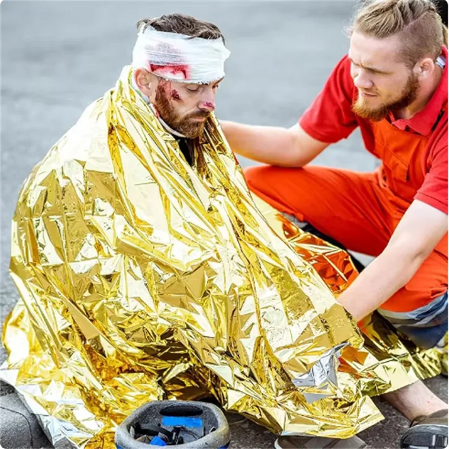 Gold Silver Emergency And Survival Foil Thermal Space Blanket Camping Blankets Outdoors Hiking Marathons All Weather Condition