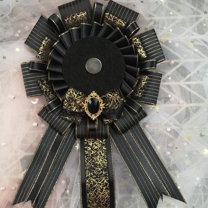 

Anime Itabag Black Badge Base Rosette Display Holder Ribbon Decoration Genshin Impact Light and Night Handmade Accessories