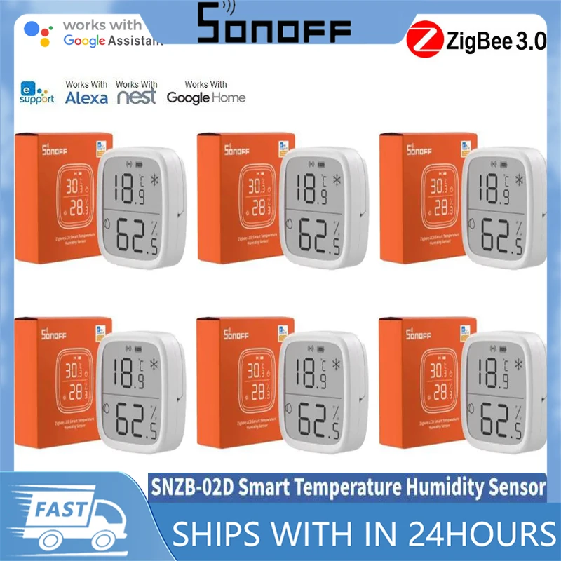 

SONOFF SNZB-02D Zigbee Smart Temperature Humidity Sensor Large LCD Remote Real-time Monitoring Ewelink APP Via Alexa Google Home