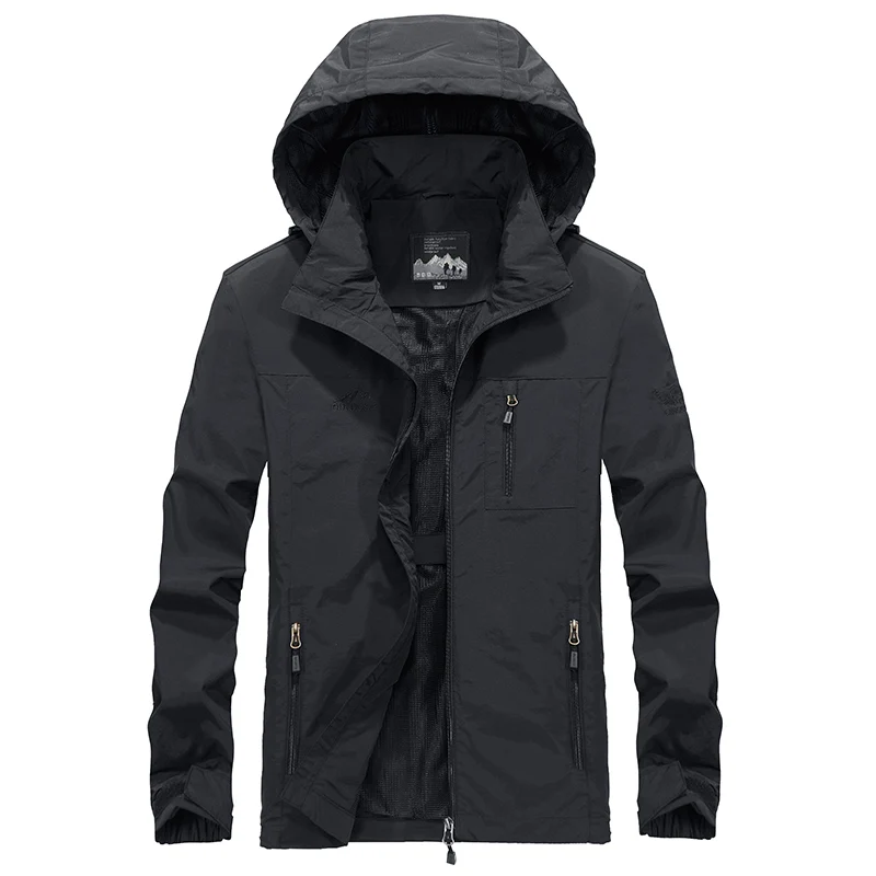 Men's Jacket Spring Lightweight Outdoor Waterproof and Breathable Fishing Casual Sports Tactical Jacket Men's Hooded Trench Coat