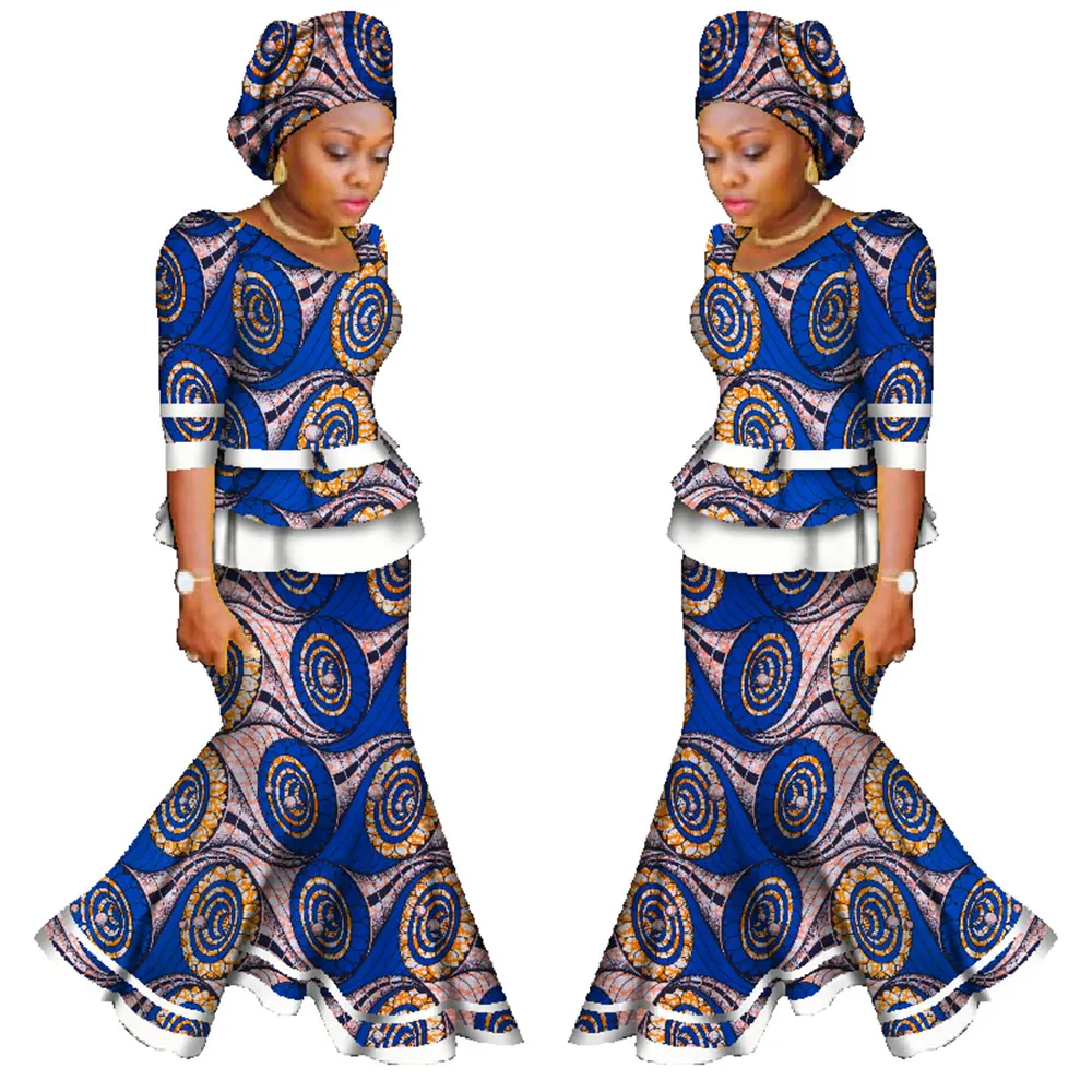 African Skirt Set for Women Africa Traditional Skirt and Top Dashiki Pint Wax Two Piece Suits African Clothes WY950
