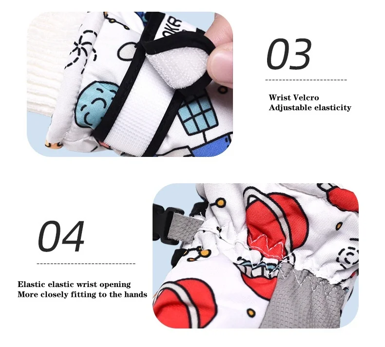 Children's skiing cartoon warm gloves with fleece, cold and waterproof, winter children's cycling gloves, all finger_voghion.com