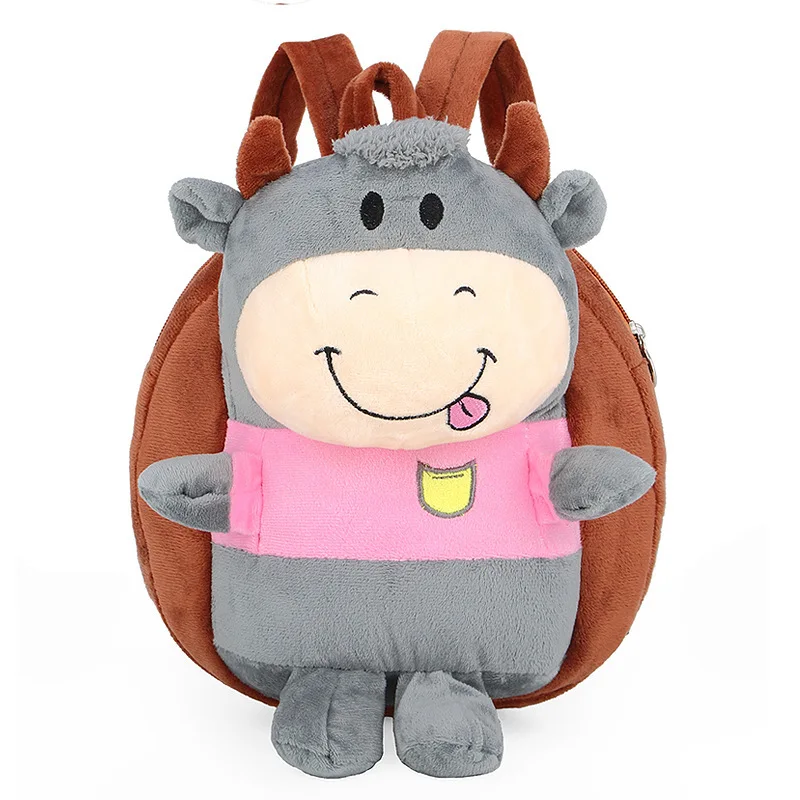 

new plush schoolbag for babies kindergartens cows bag winter cartoon cute children's backpack