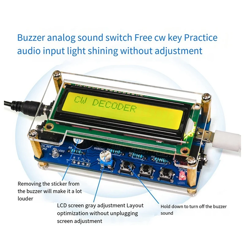Upgraded HU-069B CW Morse Code Decoder Trainer Parts Electronic DIY Circuit Board Welding Practice Kit 5