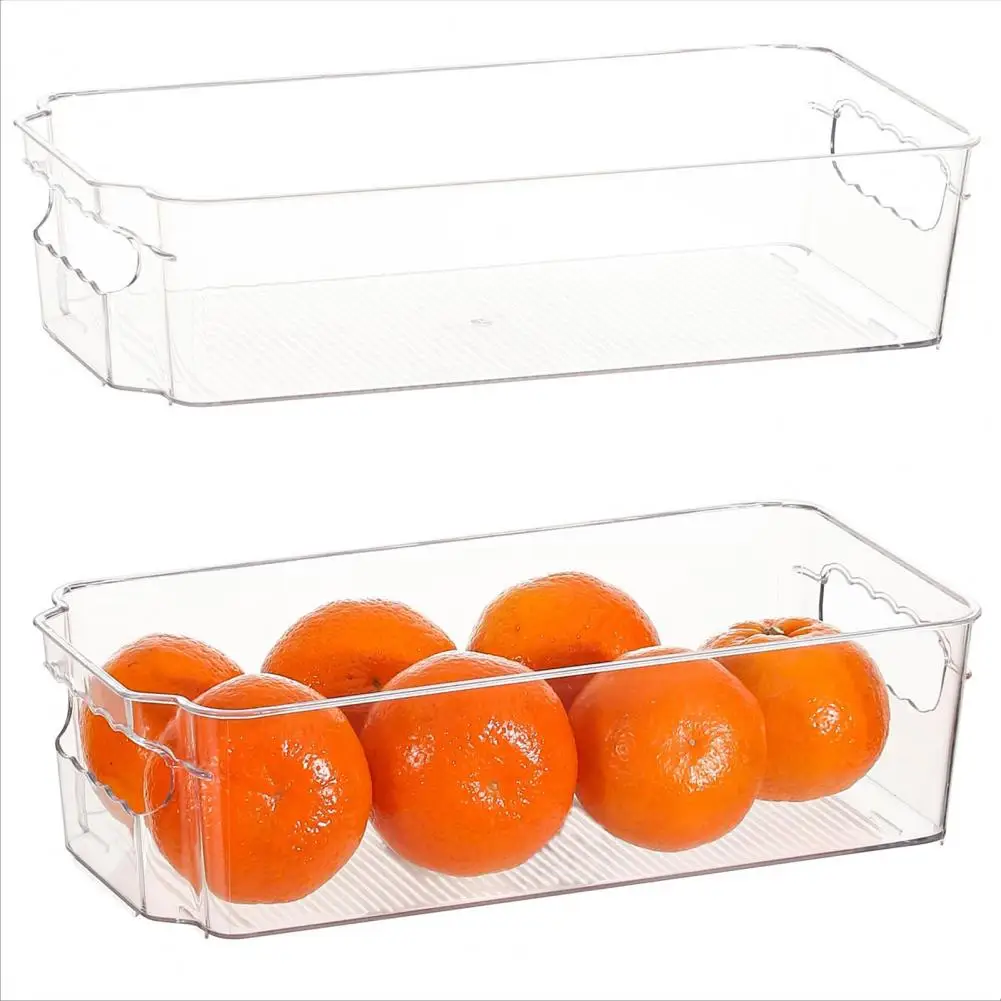 

Multi-purpose Storage Boxes Transparent Stackable Fridge Storage Boxes with Handles for Organizing Fruit Vegetables Toiletries