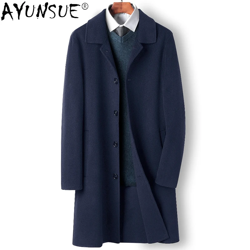 

High-end Double-sided Cashmere Coat Men Medium Business Winter Thick Woolen Coat for Men Wool Trench Jacket Chaqueta Hombre FCY