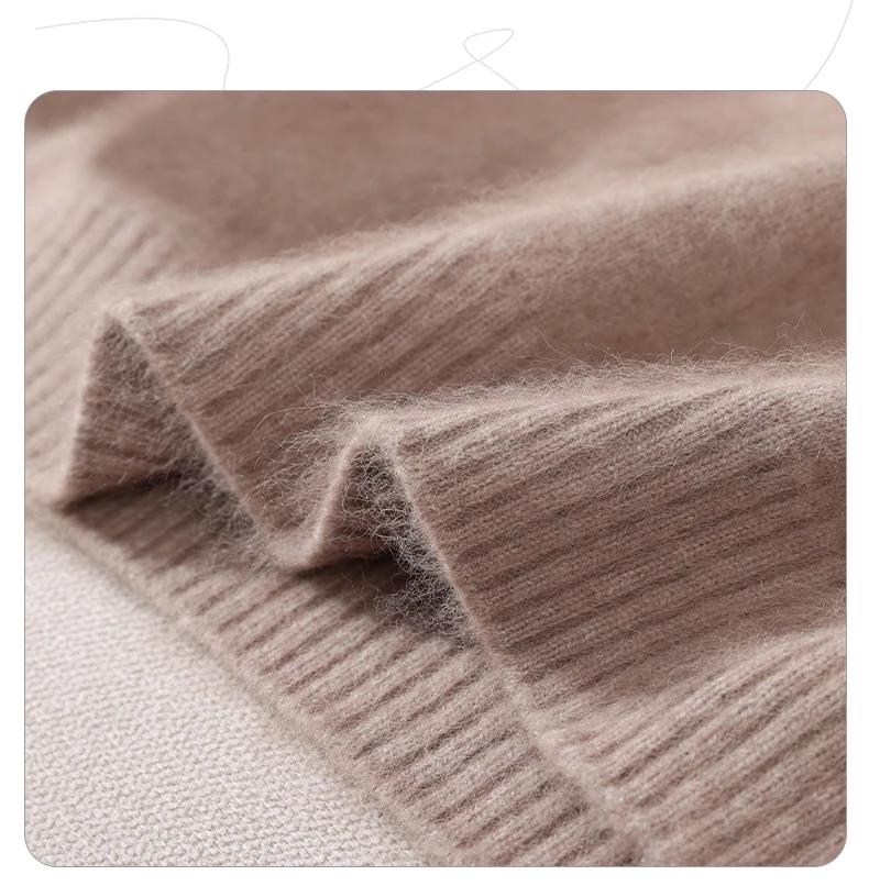 Damen-Pullover mit hohem Kragen, 100 % Nerz-Kaschmir, Herbst/Winter, lange Ärmel, Strickpullover, lockere Unterseite, modisches Basic-Oberteil, 23 Farben – Detail 13