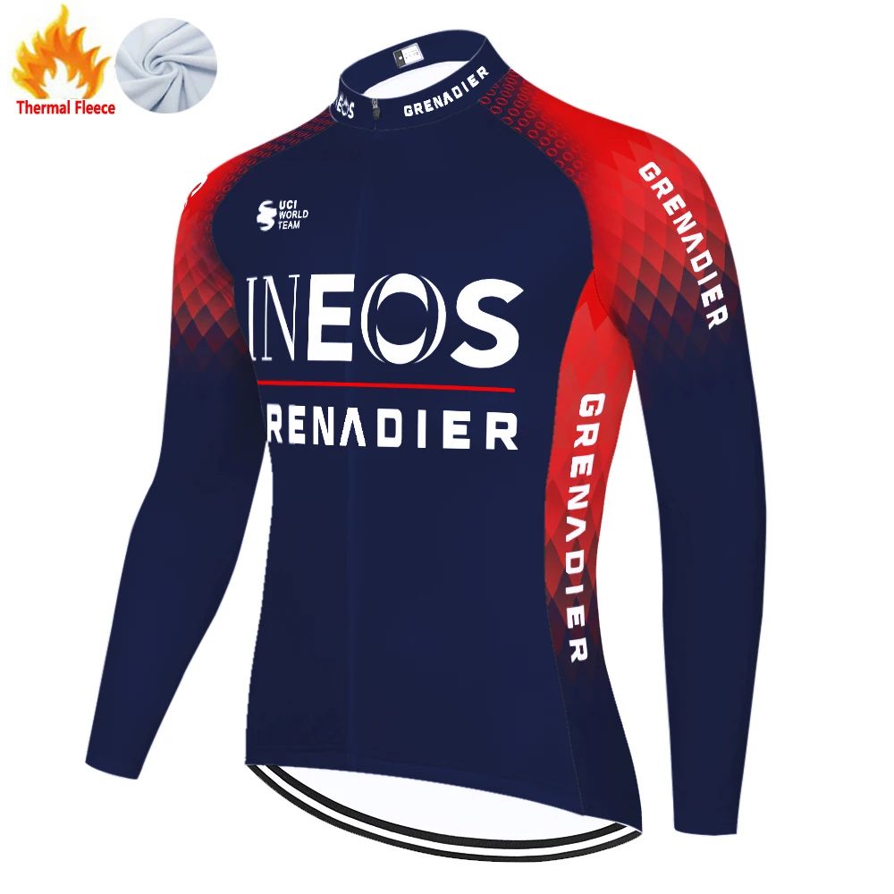 ineos cycling jersey men Long Sleeve bike jersey men winter thermal fleece grenadier cycling clothing MTB maillot ciclismo