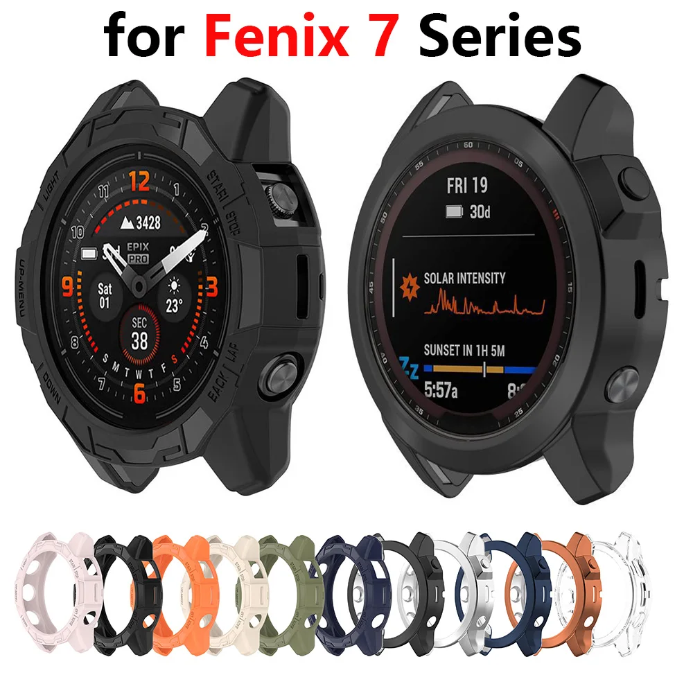 Durable TPU Half Cover Protective Case for Garmin Fenix 7 Series – Hollow Out Design