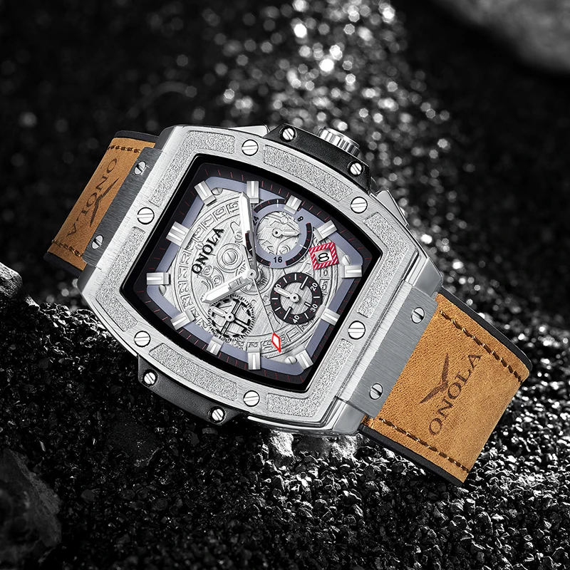ONOLA New Men watches Fashion Leisure Business Watch For Men Chronograph Calendar Sports Waterproof Quartz Watches
