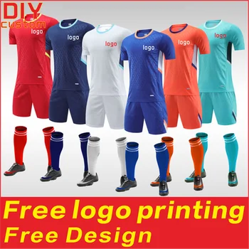 Quick drying sports breathable football suit set T-shirt custom printed logo men's and women's outdoor training suit jerseys 1