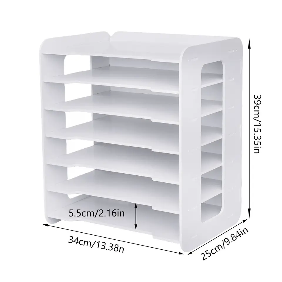 Seven Tier Desktop Paper Organizer Rack
