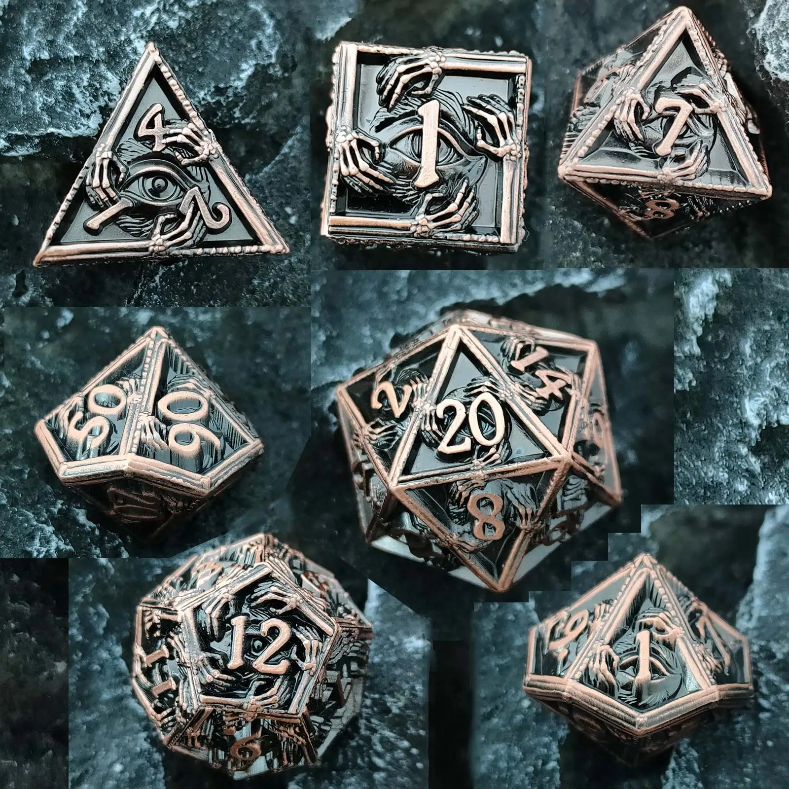 New DND Metal Dragon's Eye Dice Set DND 7 Piece, Polyhedral Cthulhu Dice for Dungeons & Dragons Roleplaying Game Dice Christmas dungeons