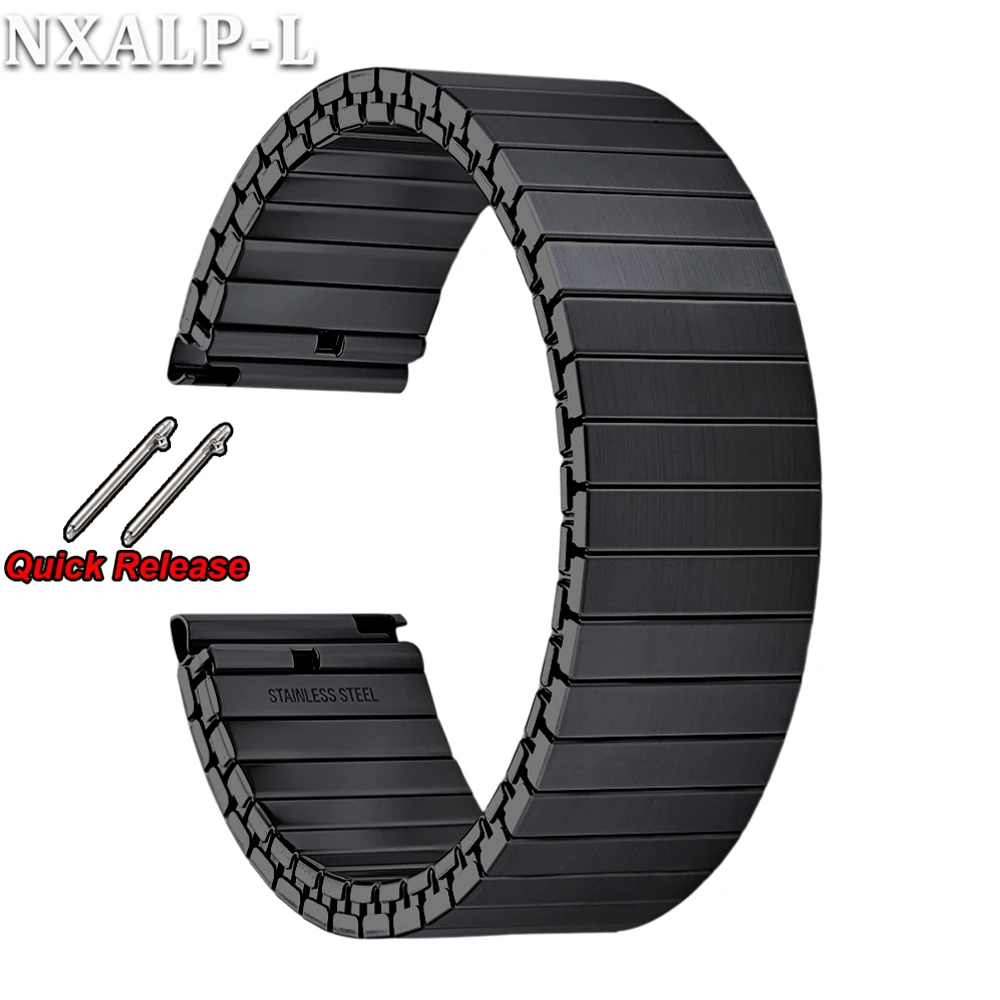 Enhanced Stainless Steel Elastic Stretch Watch Band - Quick Release Metal Expansion Wristband