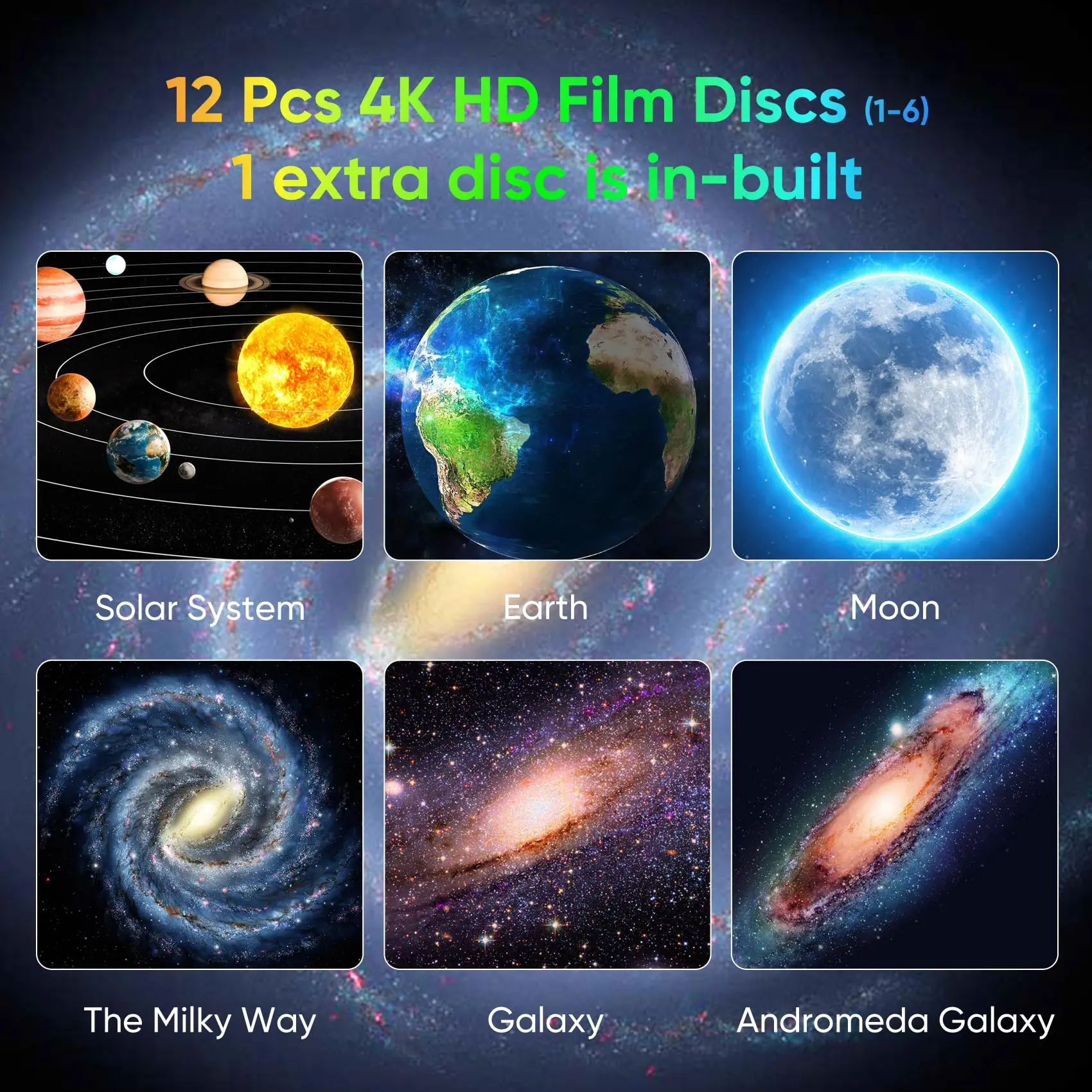 Star Projector Light Galaxy Projector Night Light Bedroom 13 Film Discs Planetarium Kids