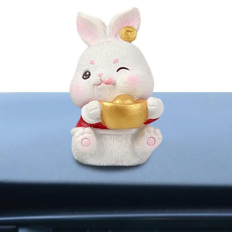 

Rabbit Statue Resin Animal Figurines Lucky Bunny Decor Ornaments Lucky Bunny Decor For Table Kitchen Farmhouse Cake Topper