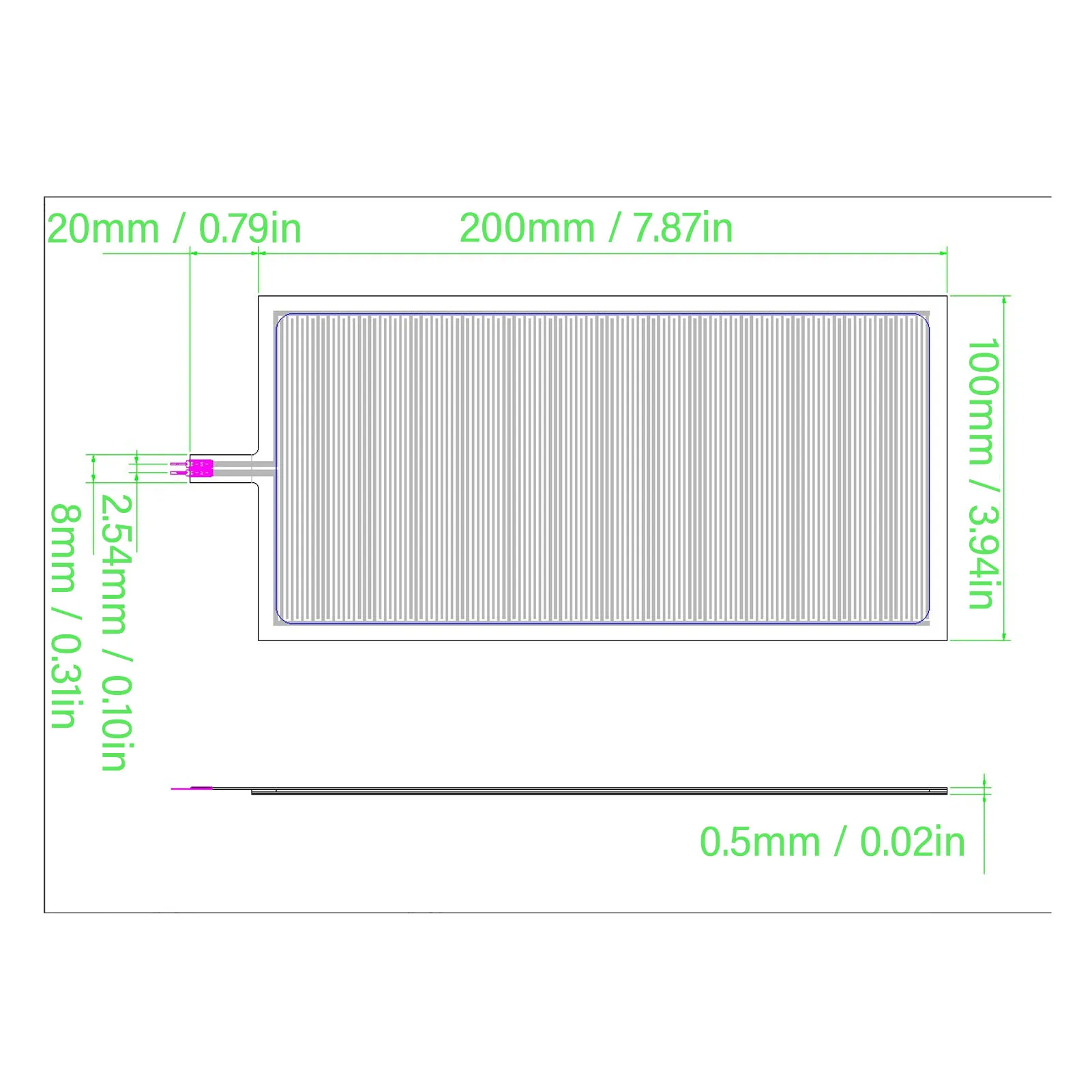 Thin Film Pressure Sensor Thin Film Pressure Sensor 100x200mm 10‑1000g Range Flexible Piezoresistive Force Sensitive Resistor