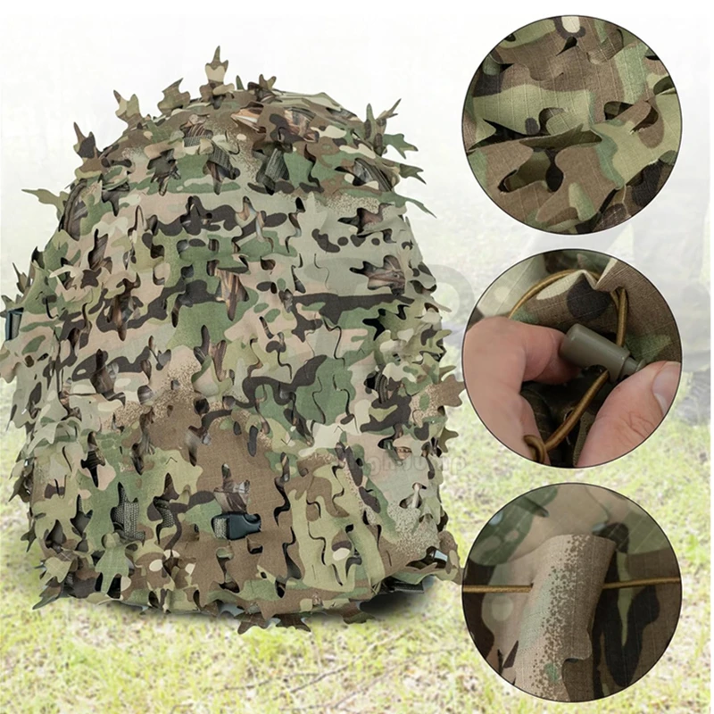 Bionic Camo Net sport Backpack Cover 3D Laser Tree Shape Camouflage Hunting Bags Cover Paintball Paratrooper Hunting Accessories 3