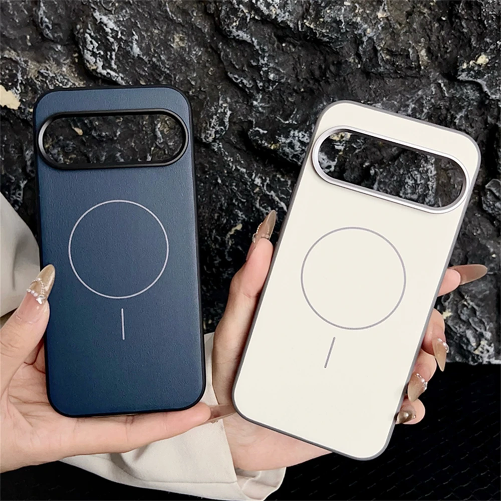 Magnetic Armor Matte Retro Leather Phone Case with Magsafe-Compatible Thin Cover