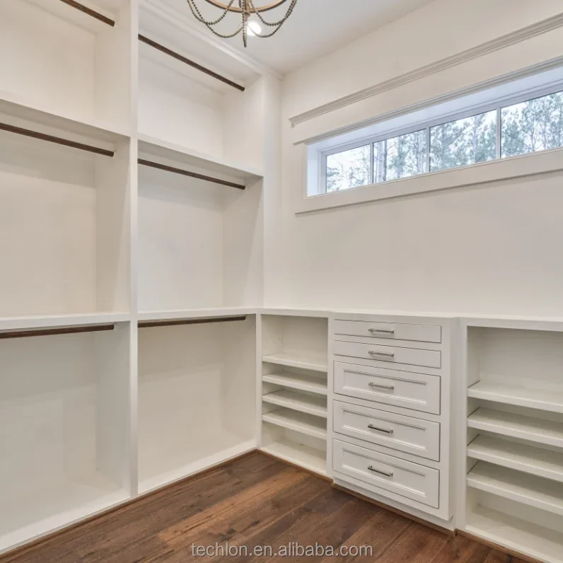 Wooden wardrobe clothes storage furniture Walk-in Closet dressing room Wood Veneer Flat panel