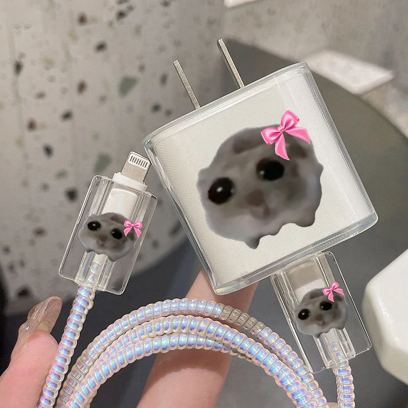 Popular Fun Meme Im Just A Girl Sad Hamster Case for IPhone 15 14 13 Pro Max 1820W Charger&Charging Protector Data Wire Winder