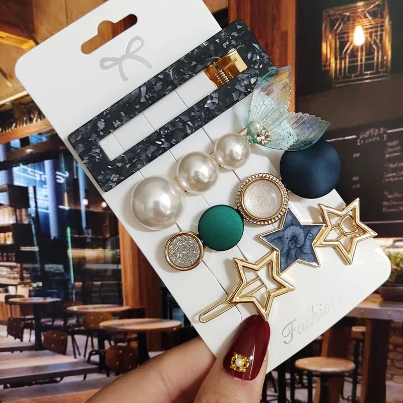 1Set Seestern Haar Clip Für Frauen Koreanische Acryl Haarnadeln Geometrische Kristall Haarspangen Mädchen Haar Zubehör Hairgrip – Detail 9