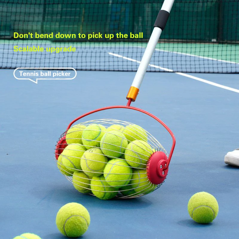 Tennis Ball Picker Collector Retriever Long Handle Telescopic Ball Trainer Pickup Basket Container Picking Collecter