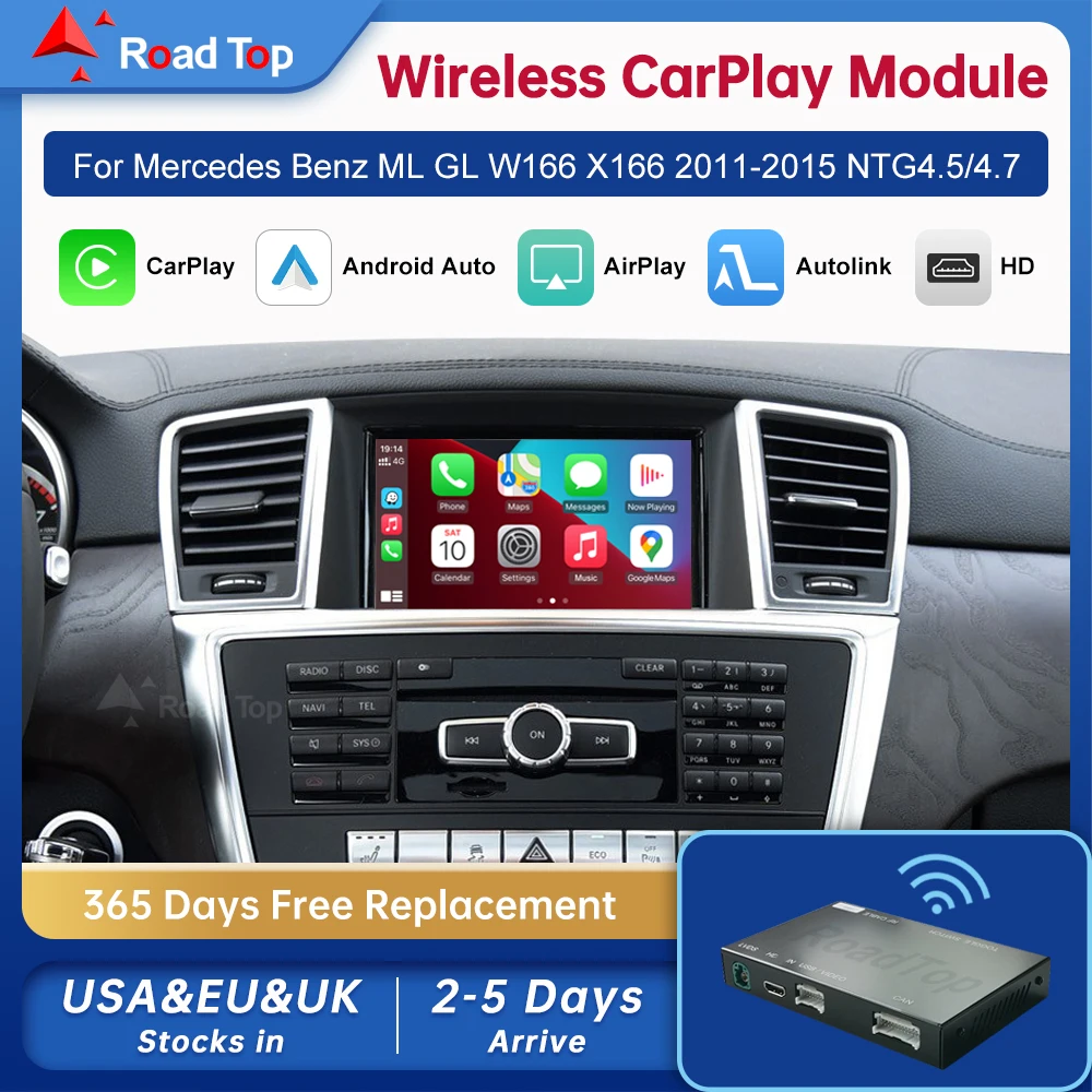 Drahtloses Android Auto für Mercedes Benz ML GL W166 X166 NTG4.5/4.7 2011–2015 mit Carplay-Schnittstelle Mirror Link AirPlay