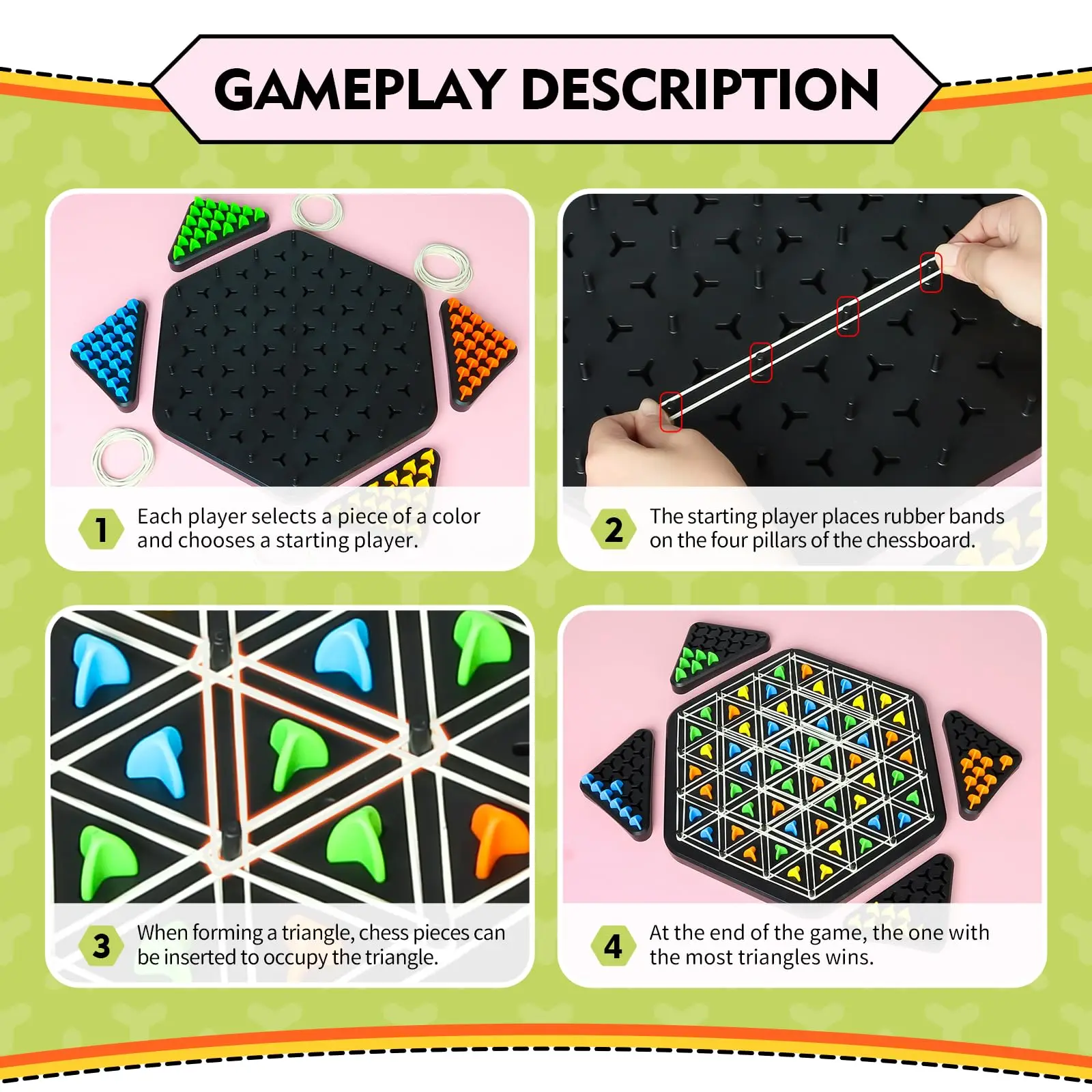 Large Size Chain Triangle Chess Game Interactive Brain Teaser Strategy Game for Kids Triangle Chess Board for Family board game table games chess puzzle game