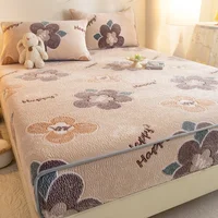 Nowflakes Pile Sheet Is Tasted The Fitted  Autumn Winter Thickened Warm Cartoon Bed Cover 360 Degree Mattress with Elastic Wrap 1