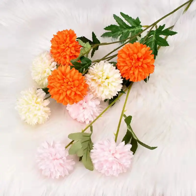 1pc 3head Artificiales Fake Flowers Hogar Y Decoracion Habitacion Chrysanthemum Fleur Artificielle Flores Decorativas Dandelion