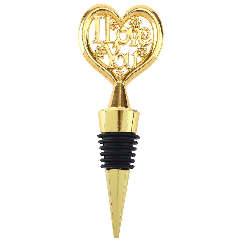 

10PCS x Wholesales I Love You Gold/Silver Metal Wine Bottle Stopper in Gift Box Good For Wedding Present Bridal Shower Favors