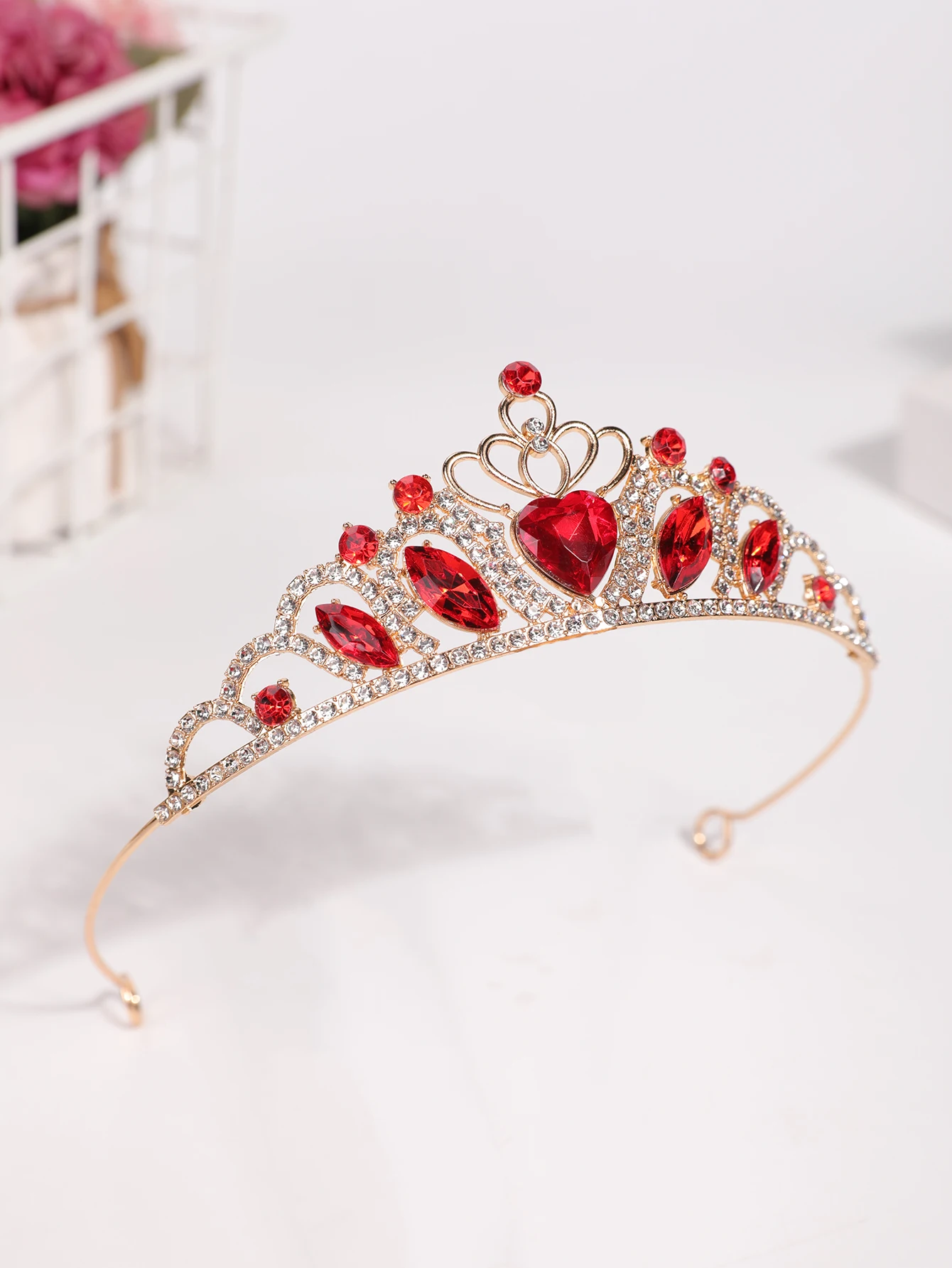 1 Stück Kopfschmuck, Strass-Krone aus Legierung, Braut-Prinzessinnenkrone, Hochzeitszubehör, Krone, Haar-Accessoire, Kuchendekoration, Krone – Detail 8