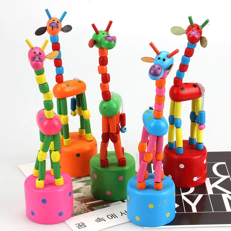 Montessori Educational Wooden Toys for Children Early Learning Exercise Baby Fingers Flexible Materials Giraffe Toy Gifts