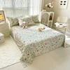 Floral Style Flat Sheet Set 100% Cotton Bed Sheets Sets Flower Leaves Botanical Pattern Printed Soft Bedding for Bedroom Decor 1