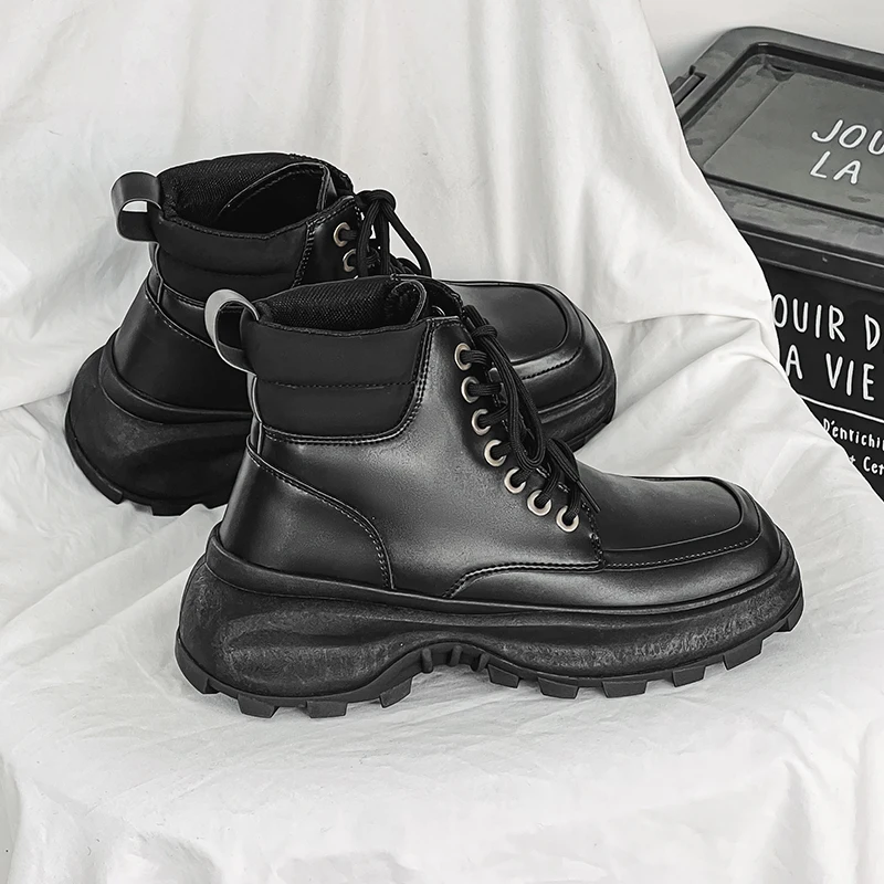

Ankle Boots Thick Bottom Outdoor Walking Shoes Black High Top Water Proof Wear-resistant Trendy All-match Fashion Comfortable