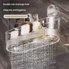 Multi-functional Suction Cup Wall Shelf Perforation Free Drain Kitchen Storage Organizer for Toiletries Bathroom Accessories 1