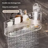 Multi-functional Suction Cup Wall Shelf Perforation Free Drain Kitchen Storage Organizer for Toiletries Bathroom Accessories 1