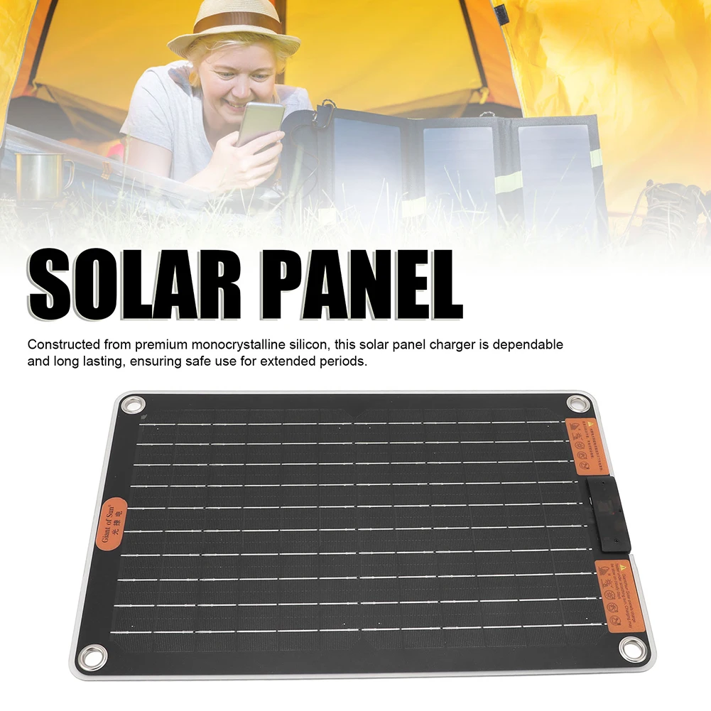 15W Camping Solar Panel Charger with 2 USB Ports Solar Charger Waterproof Charging Panel for Outdoor Camping Phone