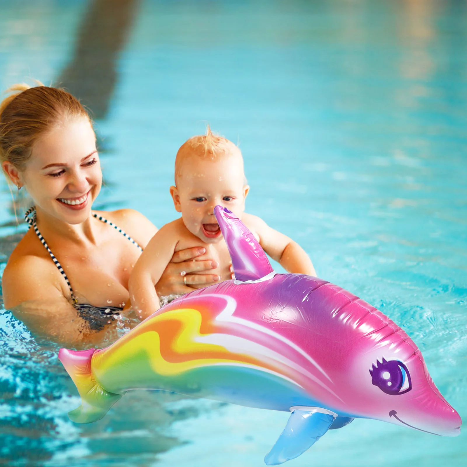 

2 Pcs Aluminum Foil Inflatable Dolphin Toy Child Beach Toys Sea Animal Creature Balloon Decor Pvc for Kids Party Favors