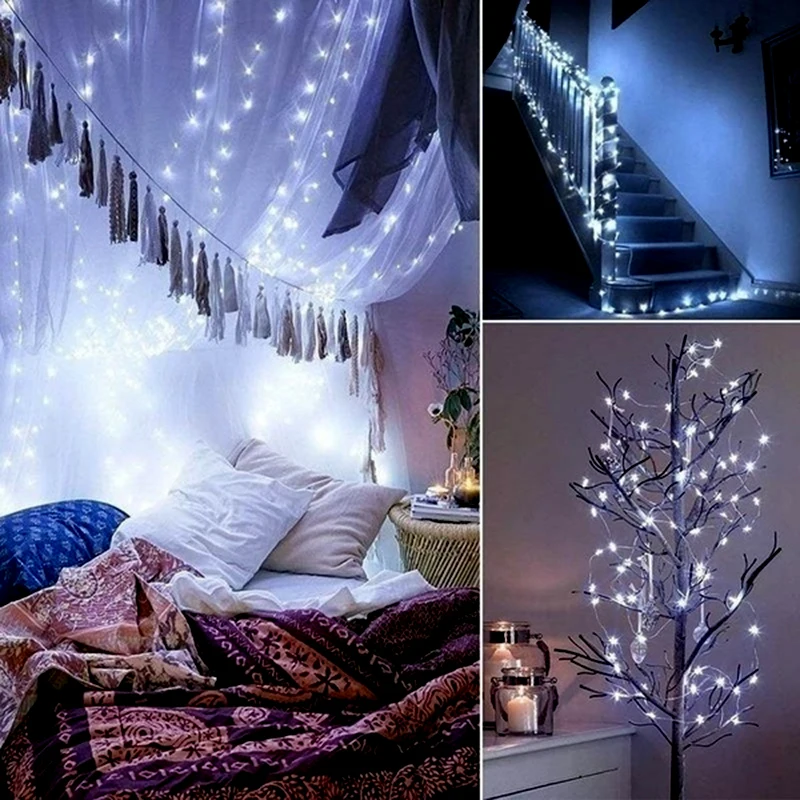 Solar LED Light String Outdoor Copper Wire Waterproof Festoon Fairy Lights For Christmas Garden Street Garland Decoration